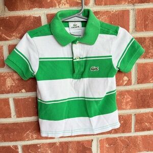 Lacoste Kids Polo in Green and White Stripes